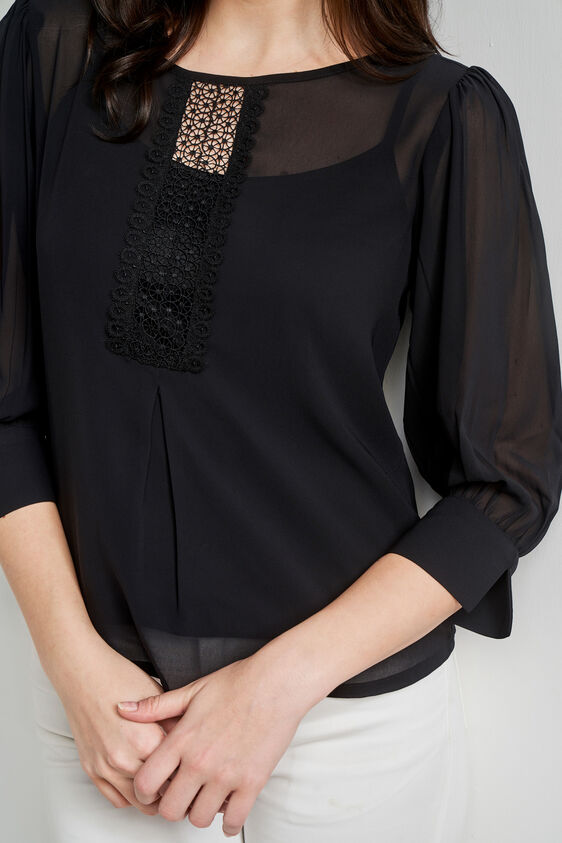Black Formal Straight Top, Black, image 6